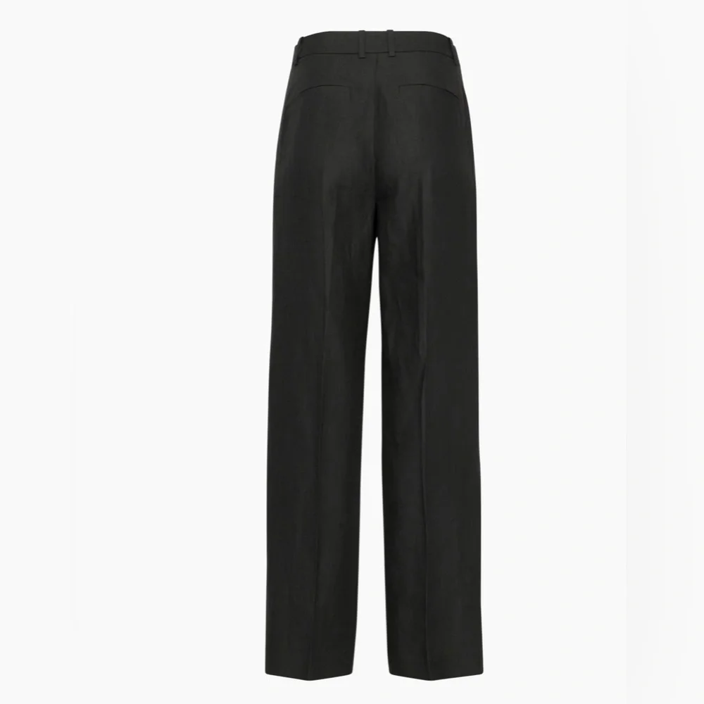 Aritzia Babaton Pleated Linen Pant in Black Size 6 High-rise wide-leg pants
